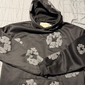 Black Hoodie with Gray Cloud Patterns